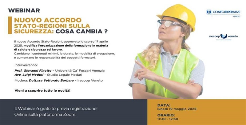 WEBINAR : IL NUOVO ACCORDO STATO-REGIONI SULLA SICUREZZA